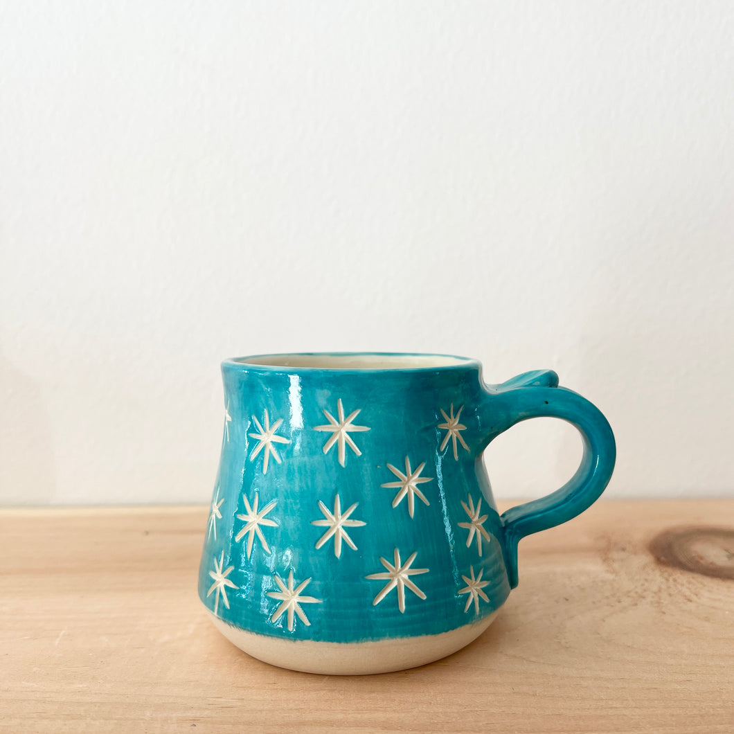 Small Mug-Turquoise Stars